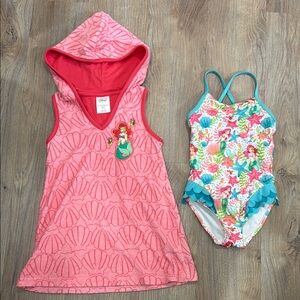 Disney Little Mermaid Hooded Swim Cover-Up and swimsuit